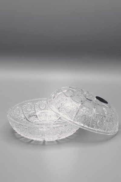 Krištáľová brúsená dóza ÚSVIT 12 cm s viečkom - Image 3
