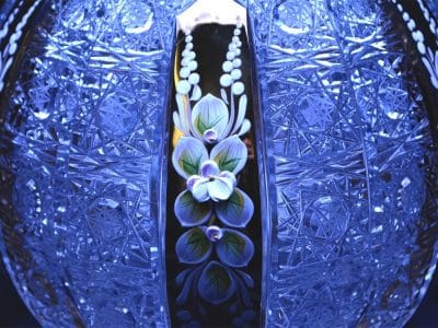Krištáľová brúsená váza 18 cm ručná maľba