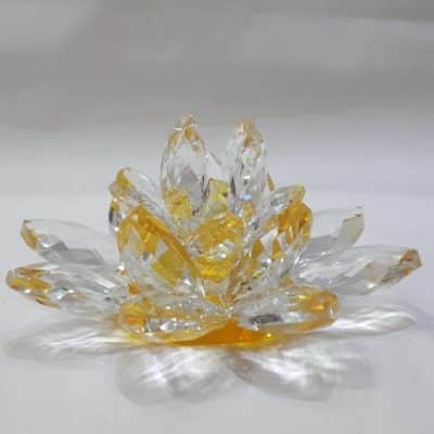 Krištálový lotosový kvet žltý 11 cm