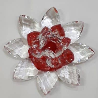 Krištálový brúsený lotosový kvet červený 11 cm