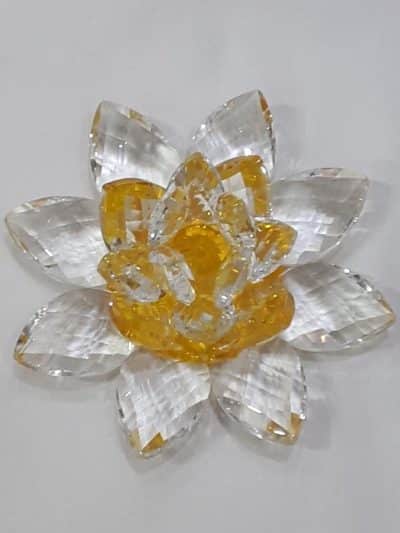 Krištálový brúsený lotosový kvet žltý 11 cm