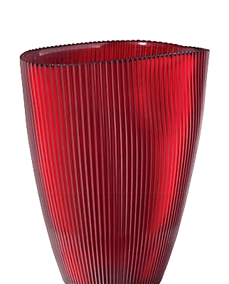 Váza BURA červená oválna s ryhovaním H24