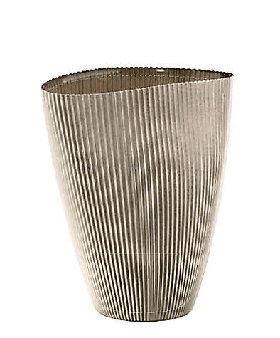 Váza BURA béžová oválna s ryhovaním H24 cm
