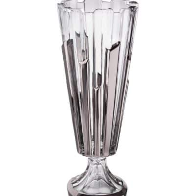 Krištálová brúsená váza na nohe Chordoa platinum 40,5 cm