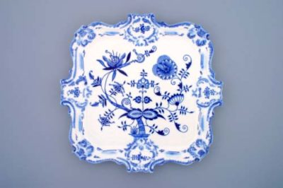 Cibulák – Podnos reliéfny s uškami 35 x 35 cm – originálny cibuľový porcelán 1. akosť