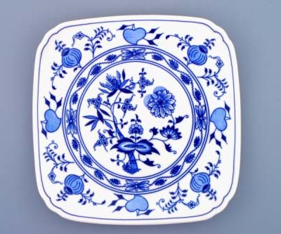 Cibulák – Tanier štvorhranný 21 cm – originálny cibuľový porcelán 1. akosť