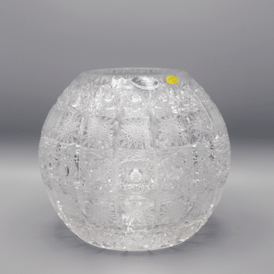 Krištáľová brúsená váza guľového tvaru ÚSVIT 18 cm