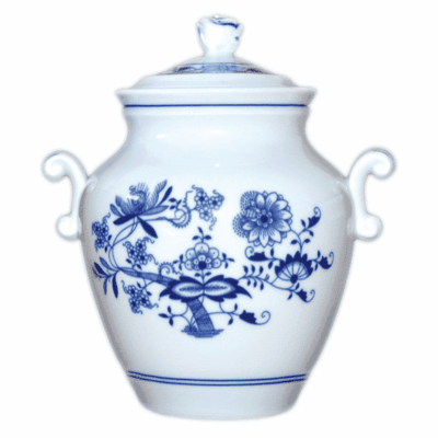 Cibulák – Dóza na masť 1,2 l „sadleňák“ – originál cibuľový porcelán 1. akosť