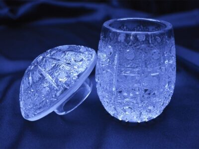 Krištálová brúsená dóza hríb 11 cm s viečkom - Image 3