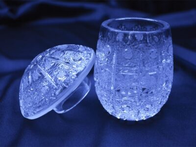 Krištálová brúsená dóza hríb 11 cm s viečkom - Image 3