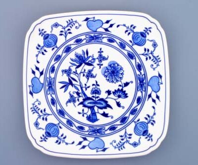 Cibulák – Tanier štvorhranný 21 cm – originálny cibuľový porcelán 1. akosť