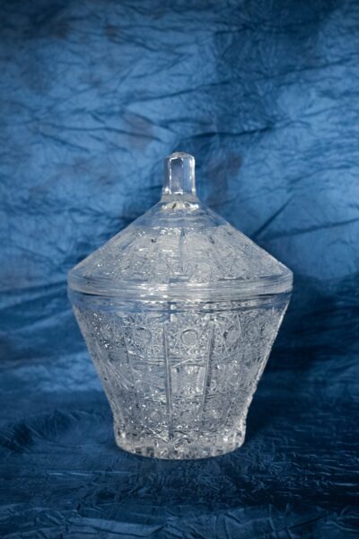Krištálová brúsená dóza 15 cm s viečkom - Image 2