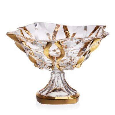 Krištáľová miska na nohe Samboa gold 30,5 cm