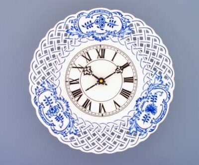 Cibulák – Hodiny prelamované 27 cm – originálny cibuľový porcelán 1. akosť