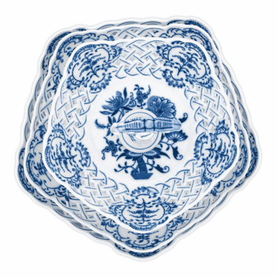 Cibulák – Etažér 3-dielny 5-hranný 19/24/28 cm – originál cibuľový porcelán 1. akosť - Image 2