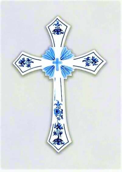 Cibulák – Svätý kríž 30,6 x 21,3 cm – originál cibuľový porcelán 1. akosť