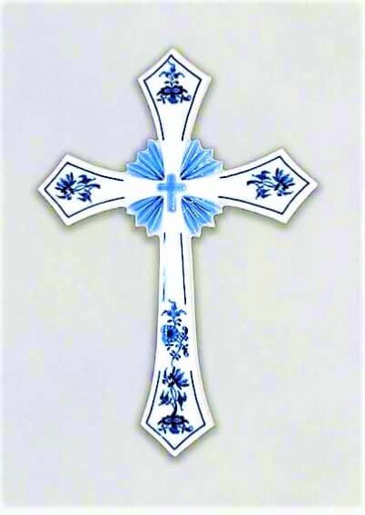 Cibulák – Svätý kríž 30,6 x 21,3 cm – originál cibuľový porcelán 1. akosť