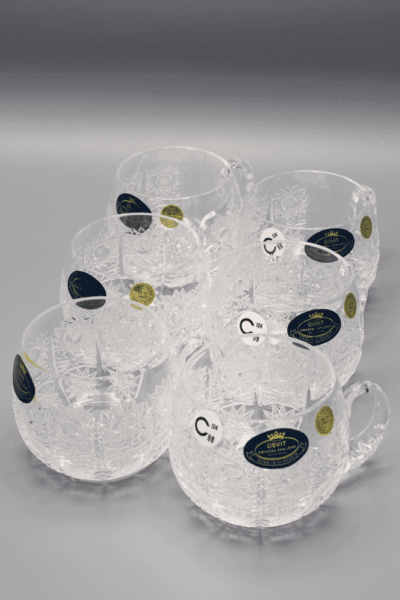 Krištáľové brúsené šálky na kávu ÚSVIT 130 ml set 6 kusov - Image 2