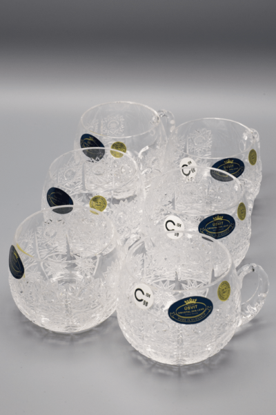 Krištáľové brúsené šálky na kávu ÚSVIT 130 ml set 6 kusov - Image 2