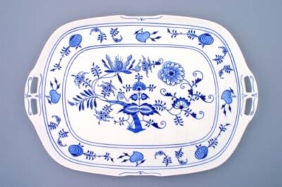 Cibulák – Podnos 4-hranný 48 x 33 cm – originál cibuľový porcelán 1. akosť