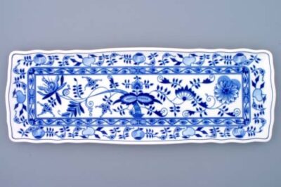 Cibulák – Podnos 4-hranný 45×16 cm – originál cibuľový porcelán I. akosť