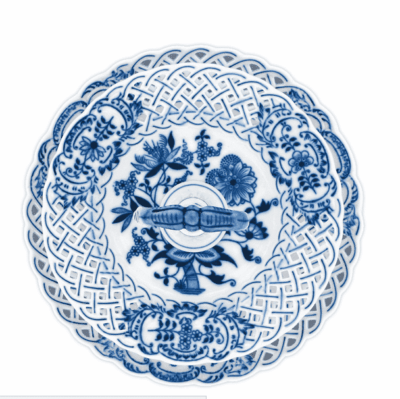 Cibulák – Etažér 2-dielny prelamovaný 18+24 cm – originál cibuľový porcelán 1. akosť - Image 2