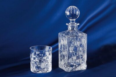 Set krištáľová brúsená whisky fľaša 1 + 6 pohárov