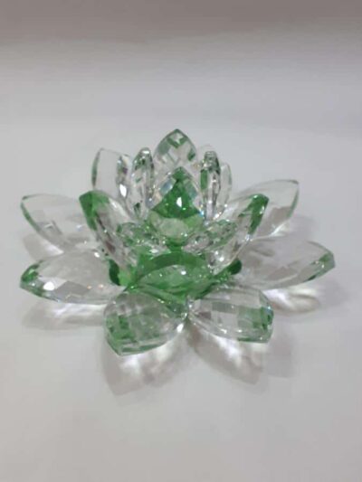 Krištáľový lotosový kvet zelený 11 cm - Image 3
