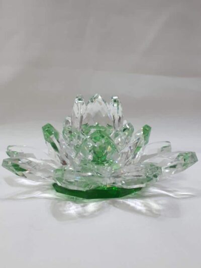 Krištáľový lotosový kvet zelený 11 cm - Image 4