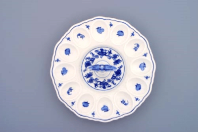 Cibulák – Podnos na vajíčka s rukoväťou – originálny cibuľový porcelán 1. akosť