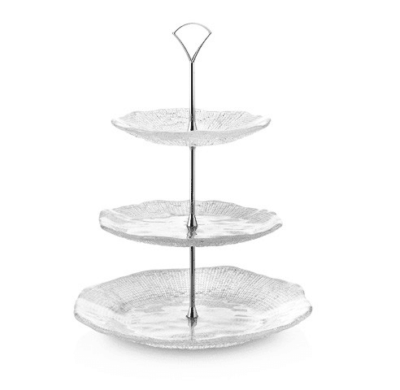 Podnos na zákusky DIAMAN číry D28-22-18 cm H35 cm