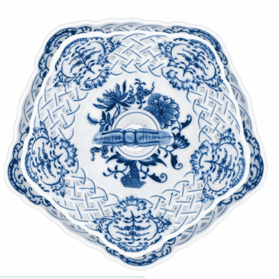 Cibulák – Etažér 2-dielny 5-hranný 19 cm / 24 cm – originálny cibuľový porcelán 1. akosť - Image 2