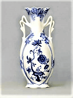 Cibulák – Váza secesná 20,5 cm – originál cibuľový porcelán 1. akosť
