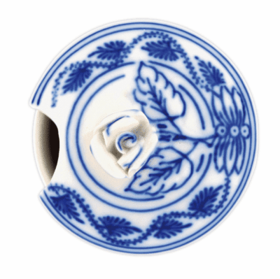 Cibulák – Dóza na horčicu 0,1 l viečko s výrezom na lyžičku – originál cibuľový porcelán 1. akosť - Image 2
