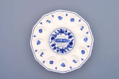 Cibulák – Podnos na vajíčka s rukoväťou – originálny cibuľový porcelán 1. akosť - Image 2