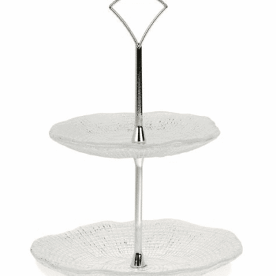 Podnos na zákusky DIAMAN číry D18 cm/D15 cm H24,5 cm
