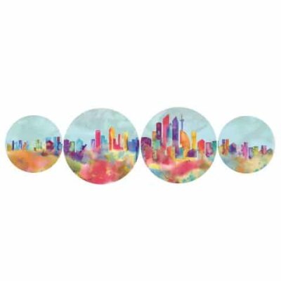 Dekoratívne taniere na stenu - America city - Sada 4 ks