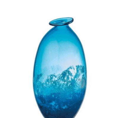 Vysoká modrá sklenená váza Ocean 19x35 cm