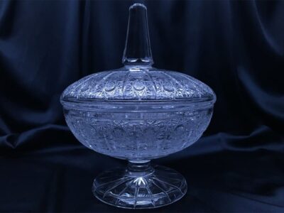 Krištálová brúsená dóza 23,5 cm s viečkom - Image 2