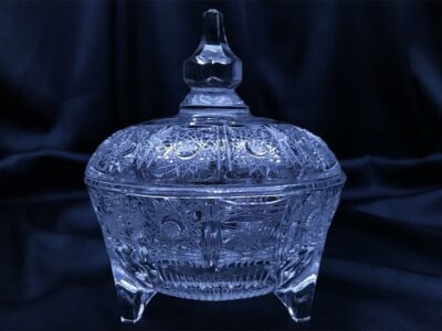 Krištálová brúsená dóza 14 cm s viečkom - Image 2
