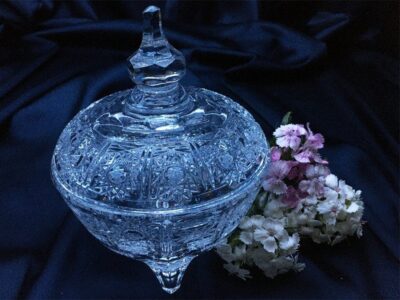 Krištálová brúsená dóza 14 cm s viečkom - Image 4