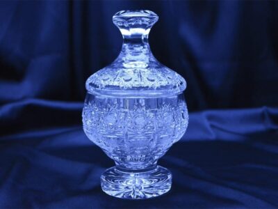 Krištálová brúsená dóza 16,5 cm s viečkom - Image 2