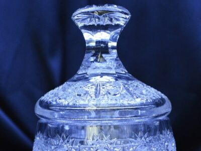 Krištálová brúsená dóza 16,5 cm s viečkom - Image 3