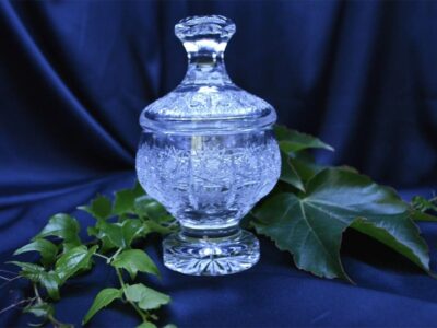 Krištálová brúsená dóza 16,5 cm s viečkom - Image 4