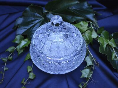 Krištálová brúsená dóza 16 cm s viečkom - Image 4