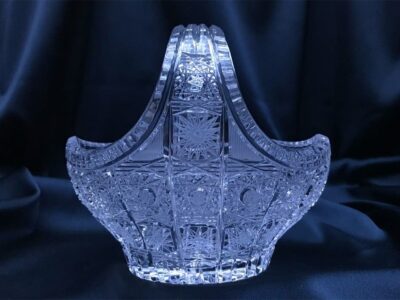 Krištálový brúsený dekoratívny košík 14 cm - Image 2