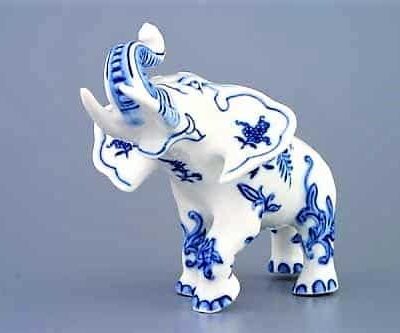 Cibulák – Slon reklamný – veľký 18 cm – originál cibuľový porcelán 1. akosť
