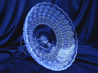 Krištálová brúsená miska na podstavci 28 cm - Image 2