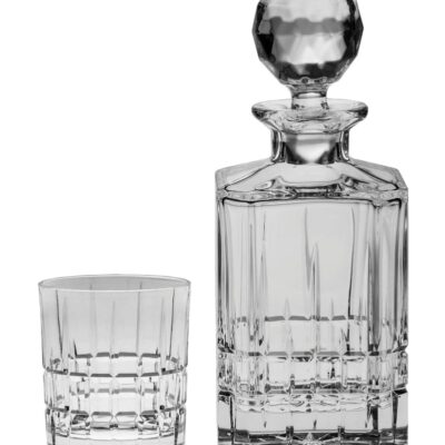 Set krištáľová brúsená whisky fľaša DOWPER 1 + 6 pohárov