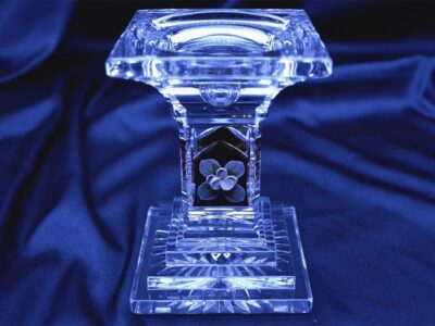 Krištálový brúsený svietnik 13,5 cm ručná maľba - Image 2